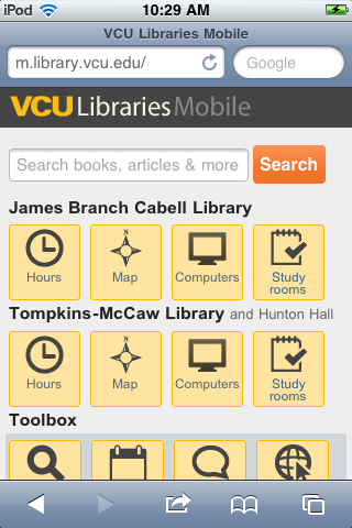 VCU Libraries mobile circa 2011
